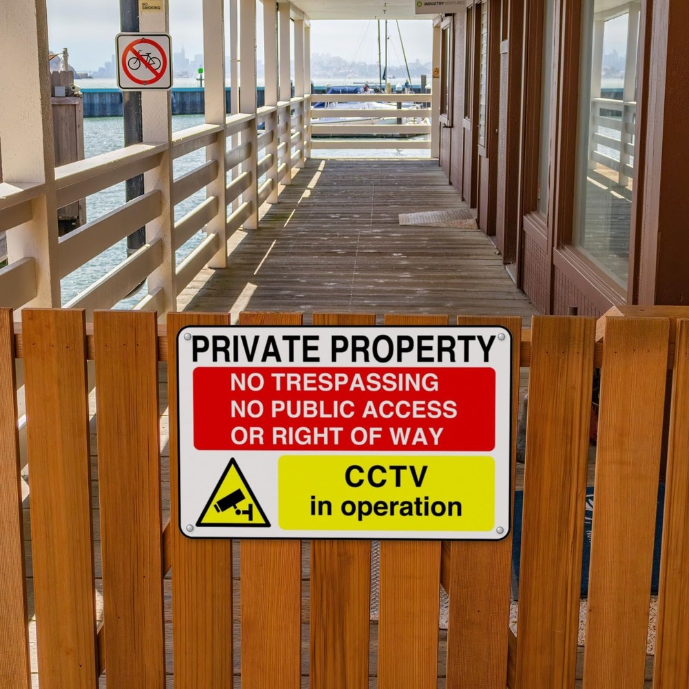 Private Property No Trespassing No Public Access CCTV in Operation sign in use