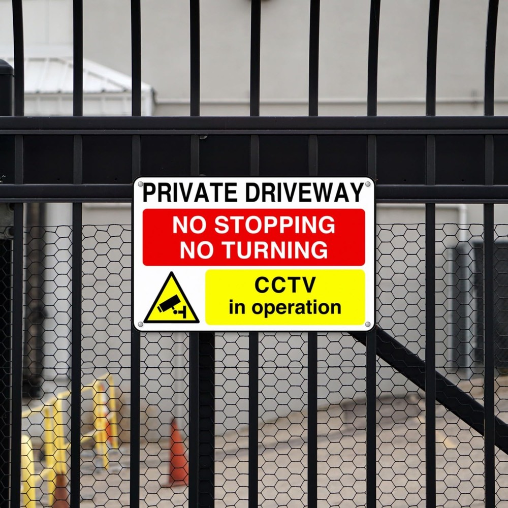 Private Driveway No Stopping No Turning a CCTV in Operation sign in use