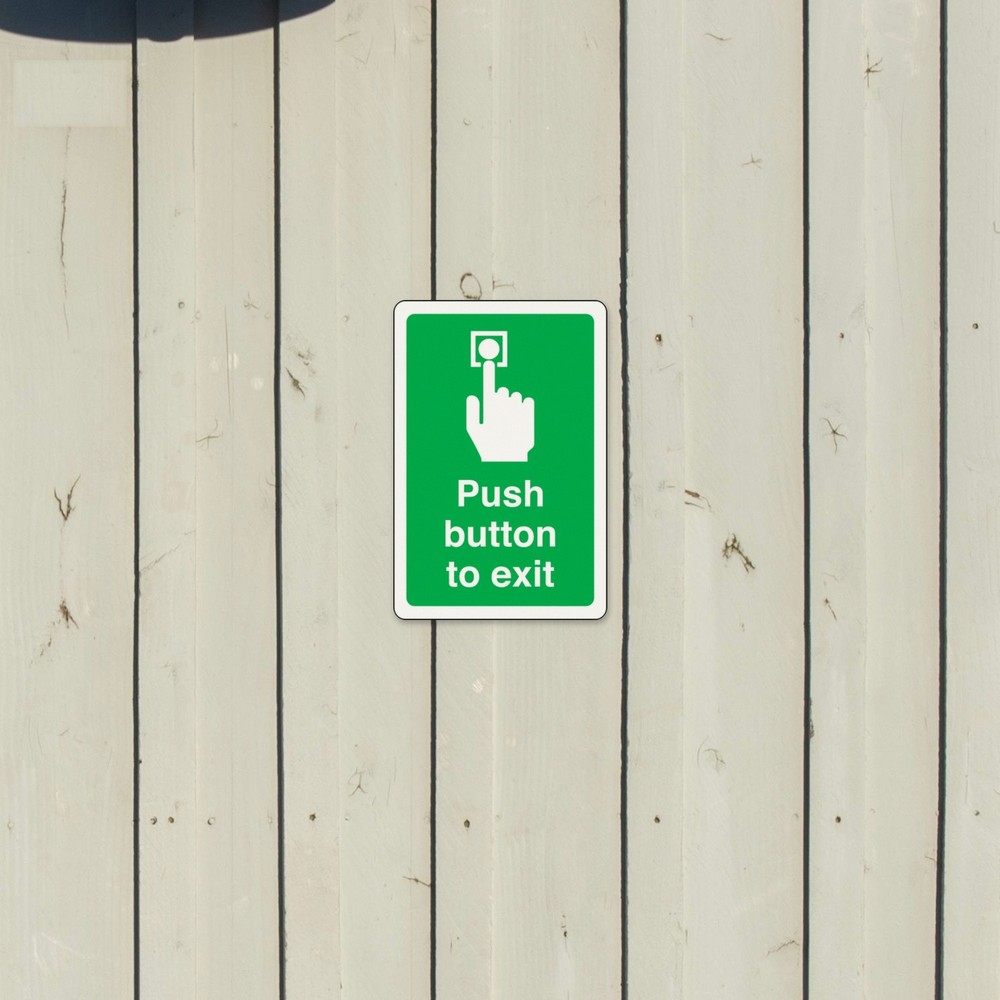 Push Button to Exit sign in use