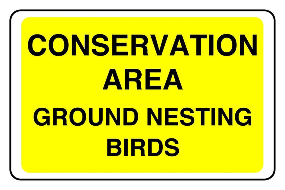 Conservation Area Ground Nesting Birds sign in use