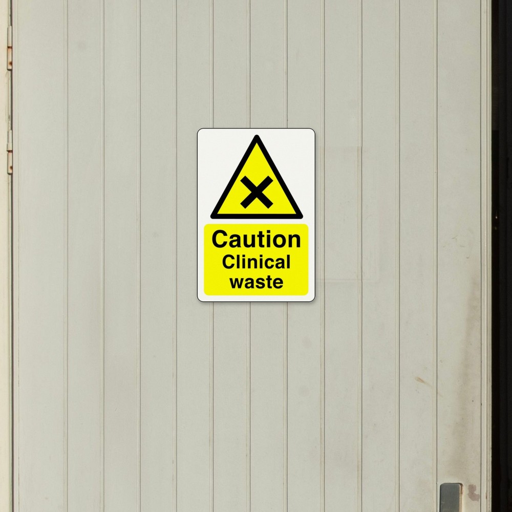 Caution Clinical Waste sign in use